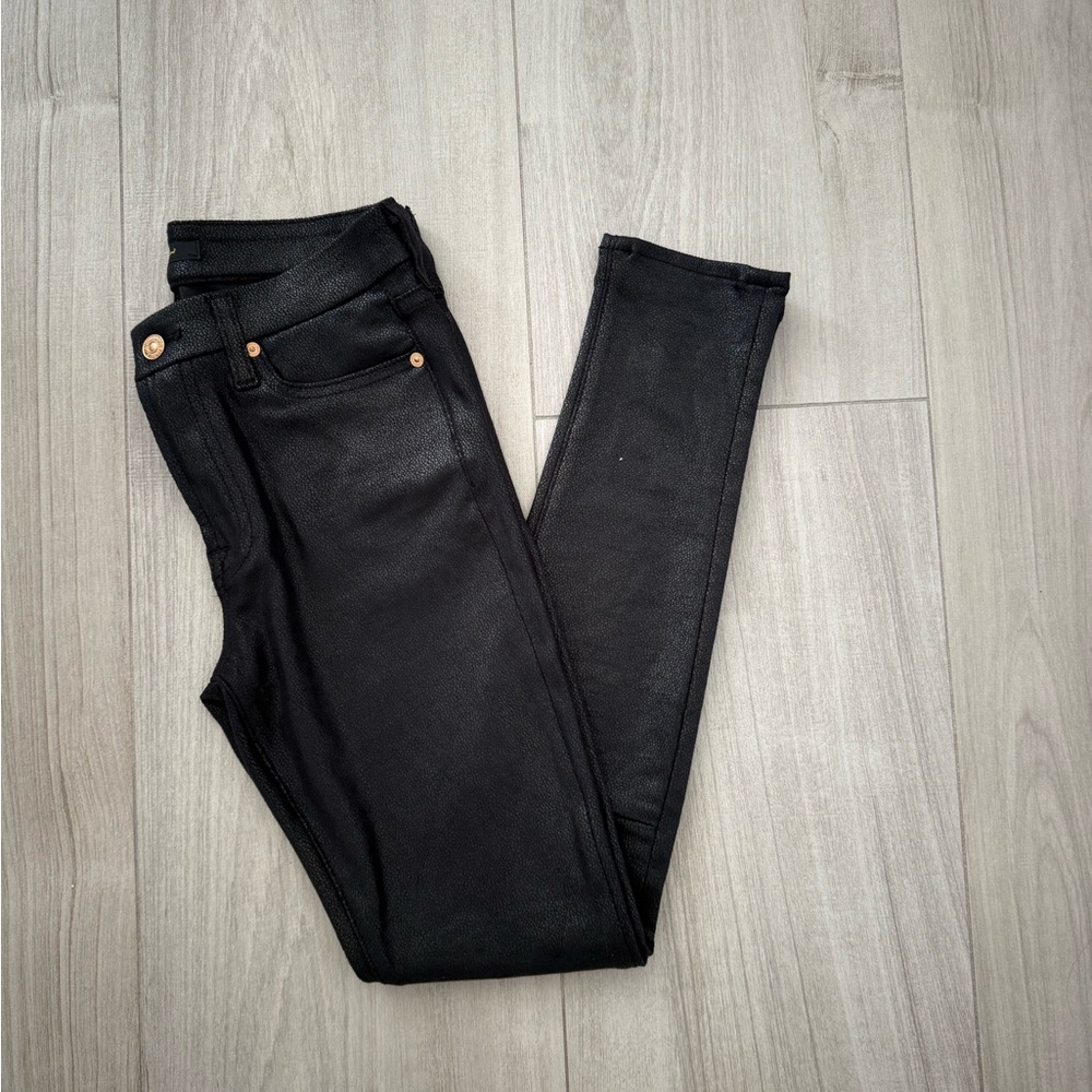 7 For All Mankind Black Faux Leather Jeggings